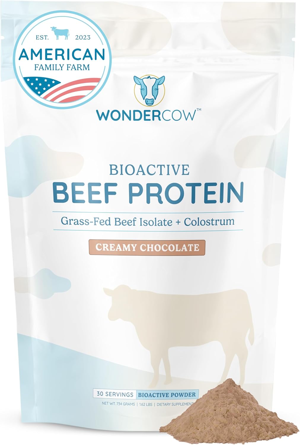 Beef Protein Isolate Powder w/Bovine Colostrum Supplement | Clean, 100% Grass Fed, Carnivore, Keto Friendly | Gluten Free | Helps Build Lean Muscle | 20g of Protein, 30 Servings, Chocolate