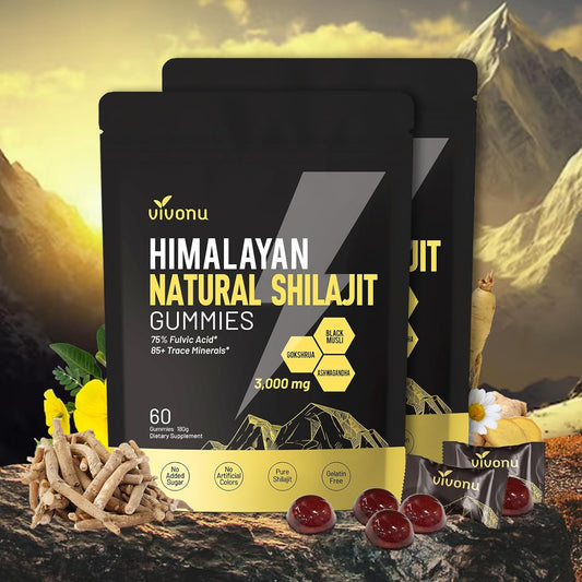 VivoNu Pure Himalayan Shilajit Gummies, micronutrient Supplement, Himalayan Premium Ingredient with Shilajit - Ashwagandha, Gokshura, Fulvic Acid & 85+ Trace Minerals I for Men, Women I Non-GMO