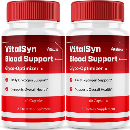 (2 Pack) Vitalsyn Blood Support, Vitalsin Glyco Optimizer Capsules Advanced Formula Supplement, VitalsynBlood Glycogen Pills Blood Flow Balance Control Vitalsym Premium Health Vital Syn (120 Ct)