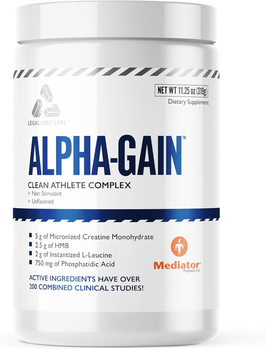 Legal Limit Labs Alpha Gain- Clean Athlete Complex- creatine, HMB, L-Leucine, and Phosphatidic Acid - Lean Muscle 30 Servings