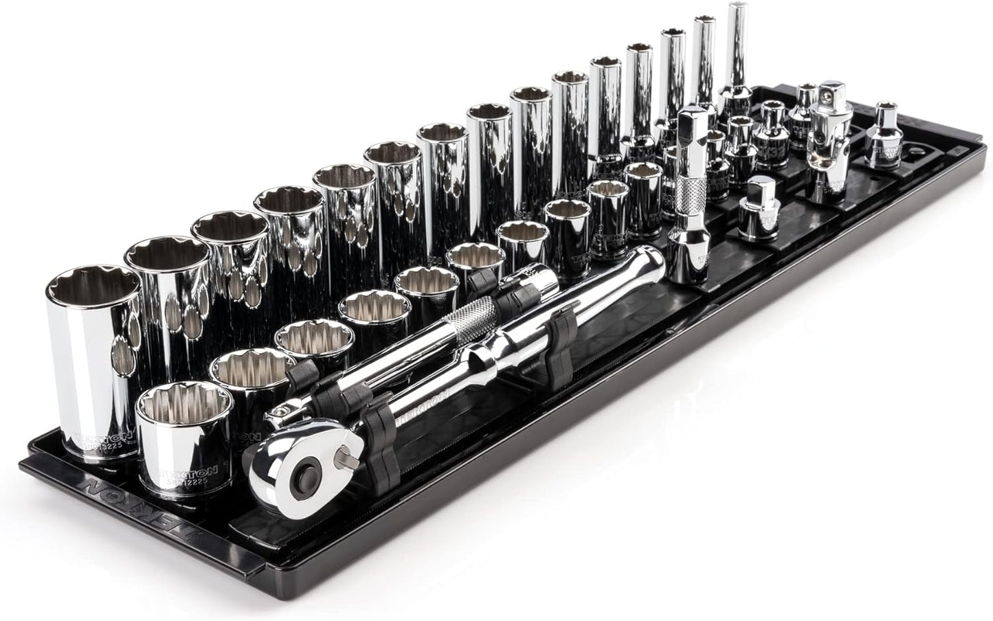 TEKTON 3/8 Inch Drive 12-Point Socket and Ratchet Set with Rails and Tray, 36-Piece (1/4-1 in.) | SKT13102