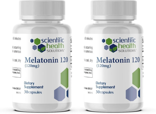 Scientific Health Solutions Melatonin 120mg | Single-Dose Melatonin in Easy-to-Swallow Capsules | Vegan, Non-GMO & Gluten-Free | US-Made Extra Strength Melatonin (2-Pack)
