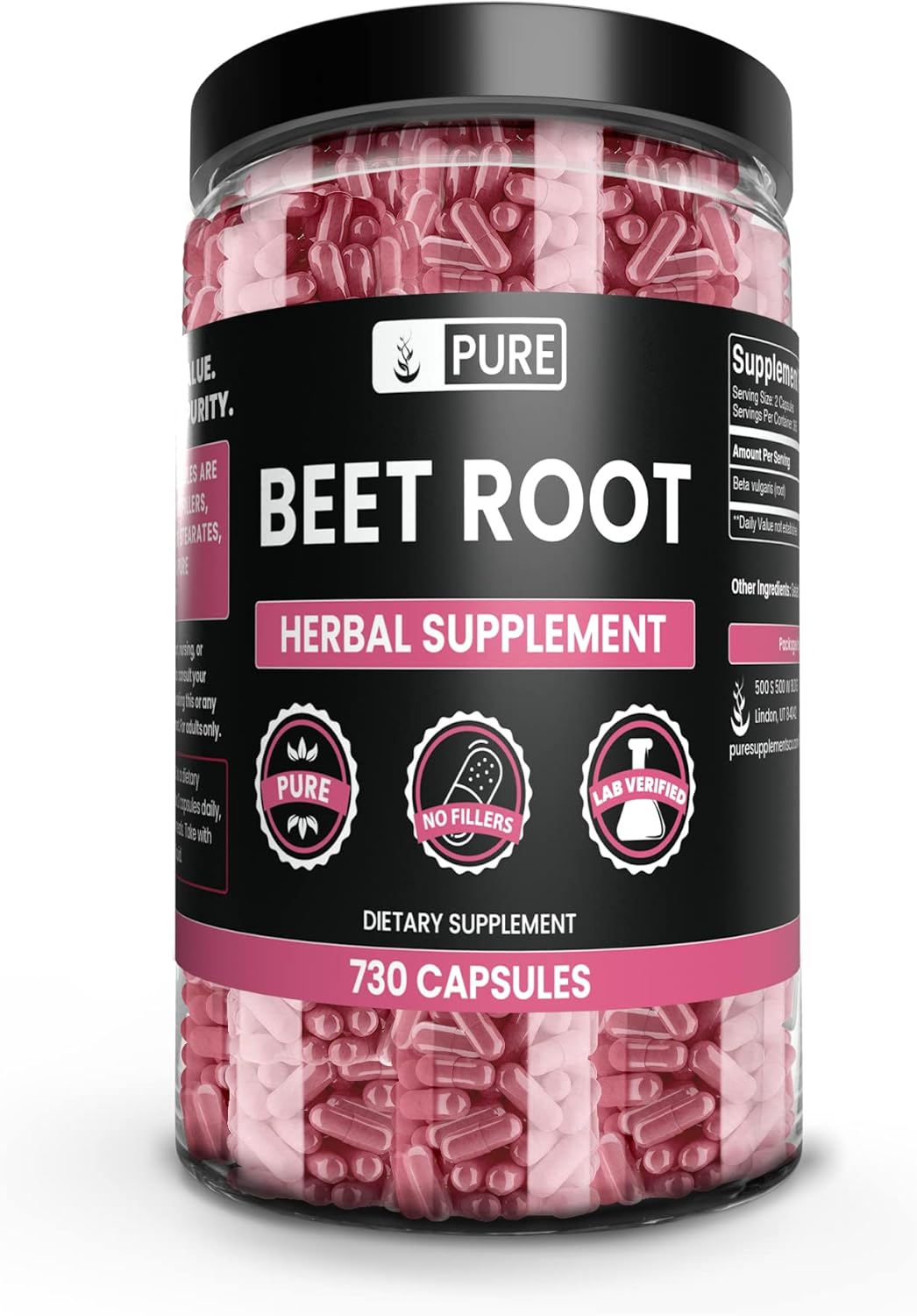 PURE ORIGINAL INGREDIENTS Beet Root (730 Capsules) No Magnesium Or Rice Fillers, Always Pure, Lab Verified
