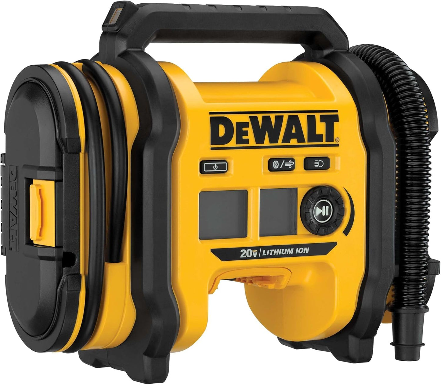 DEWALT Tire Inflator Portable Air Compressor 20V MAX, Air Pump with Automatic Shut Off, LED Light, Tool Only (DCC020IB)