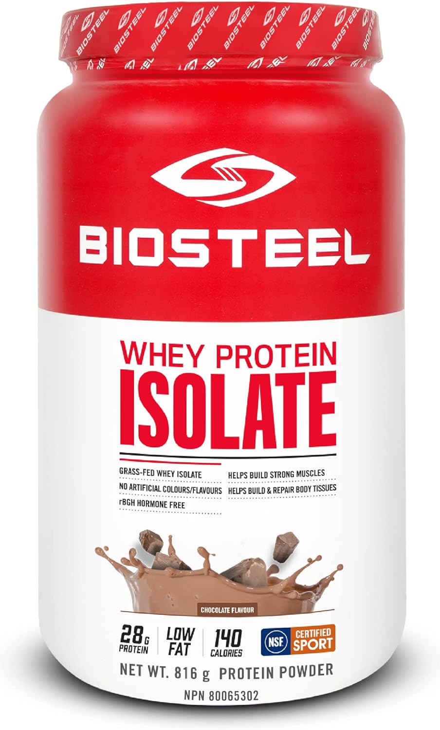 BIOSTEEL Whey Protein Isolate Powder Supplement, Grass-Fed and Non-GMO Post Workout Formula, Chocolate, 24 Servings