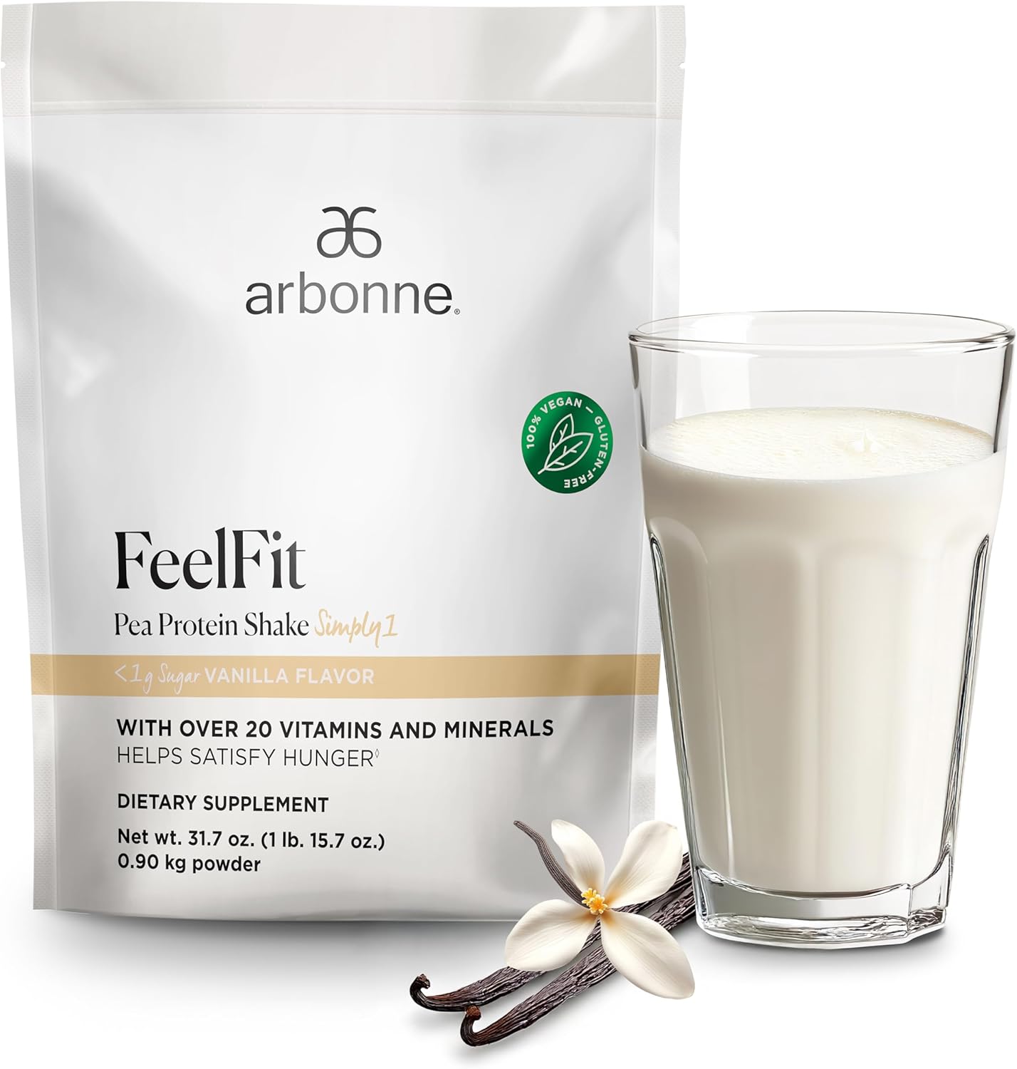 Arbonne Feelfit Pea Protein Shake - Daily Supplement Powder, Vegan Protein for Support of Overall Health, Energy and Well-Being, Vanilla