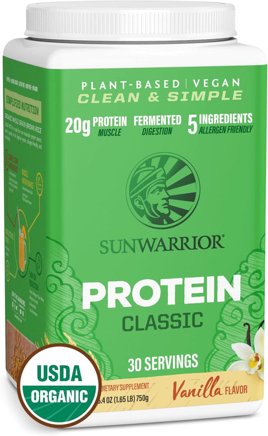 SUNWARRIOR Organic Classic Vanilla Protein, 750 GR