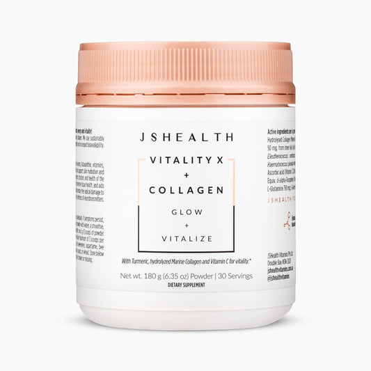 JSHealth Vitamins Vitality X + Collagen - Beauty Powder Supplement with Aloe Vera Silica and Vitamins C & E to Nourish Hair Skin and Nails (180g)