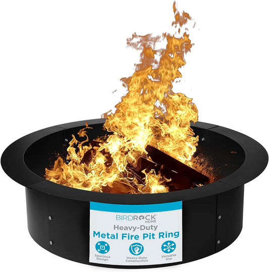 BIRDROCK HOME 30" Fire Ring for The Outdoors - Durable Solid Iron - Home Fire Pit - Lightweight