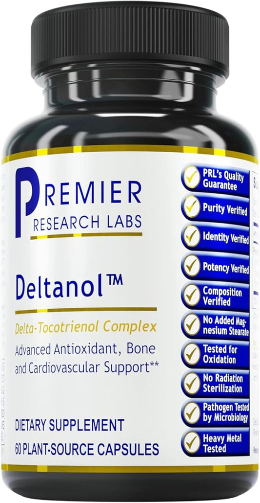 Premier Research Labs Deltanol - Tocotrienols Vitamin E, Annatto Tocotrienols for Men & Women, 100 mg Tocotrienol Complex Per Capsule, Antioxidants, Supports Heart & Metabolic Health - 60 Capsules