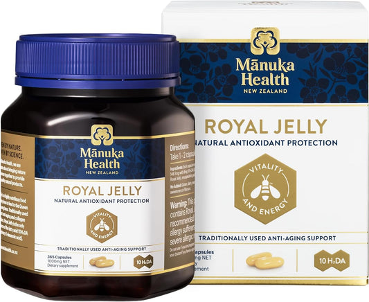 Manuka Health Royal Jelly Capsules, 1000mg NET - 365 Count (6-Month Supply) - Traditional Anti Aging Supplement from New Zealand