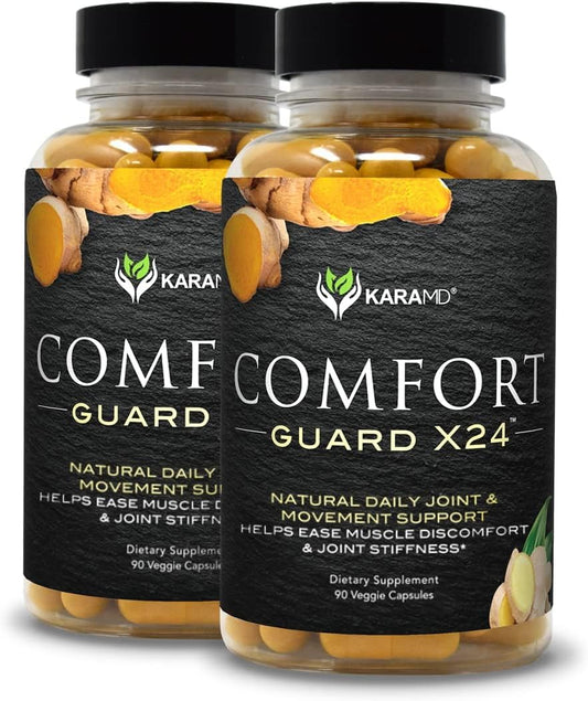 KaraMD Comfort Guard X24 | Joint & Movement Support Supplement | Turmeric Curcumin, Boswellia & Ginger | Ease Muscle Discomfort & Joint Stiffness | Non-GMO, Gluten Free & Vegan Friendly (2 Pack)
