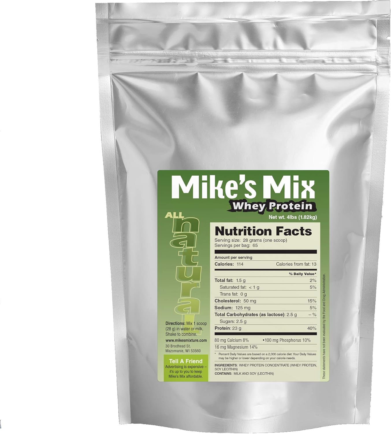 Mike's Mix All-Natural, Unflavored Whey Protein Concentrate (4 lbs)