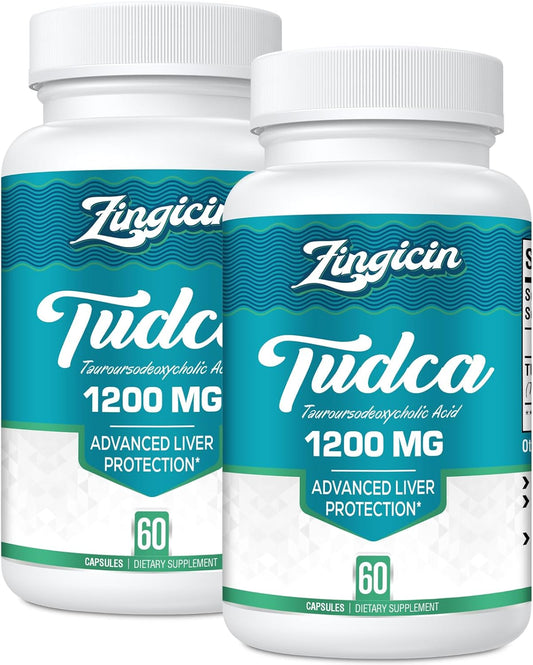 Zingicin TUDCA Supplement 1200mg - 120 Veggie Capsules,Powerful TUDCA Bile Salts Supplements for Liver,Digestion