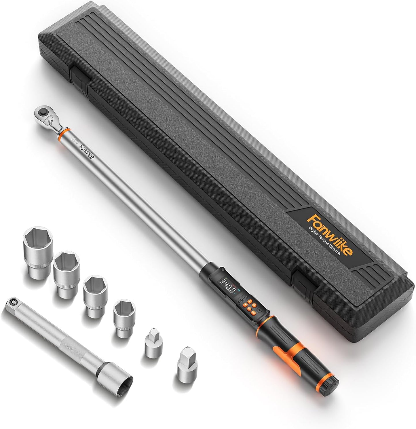 Fanwiike 1\/2" Drive Digital Torque Wrench, 12.54-250.8 Ft.lb \/17-340 Nm, Foot Pound Torque Wrench Electronic with Buzzer & LCD Indicator, Torque Wrench Set for Cars Automotive, ±2% Accuracy