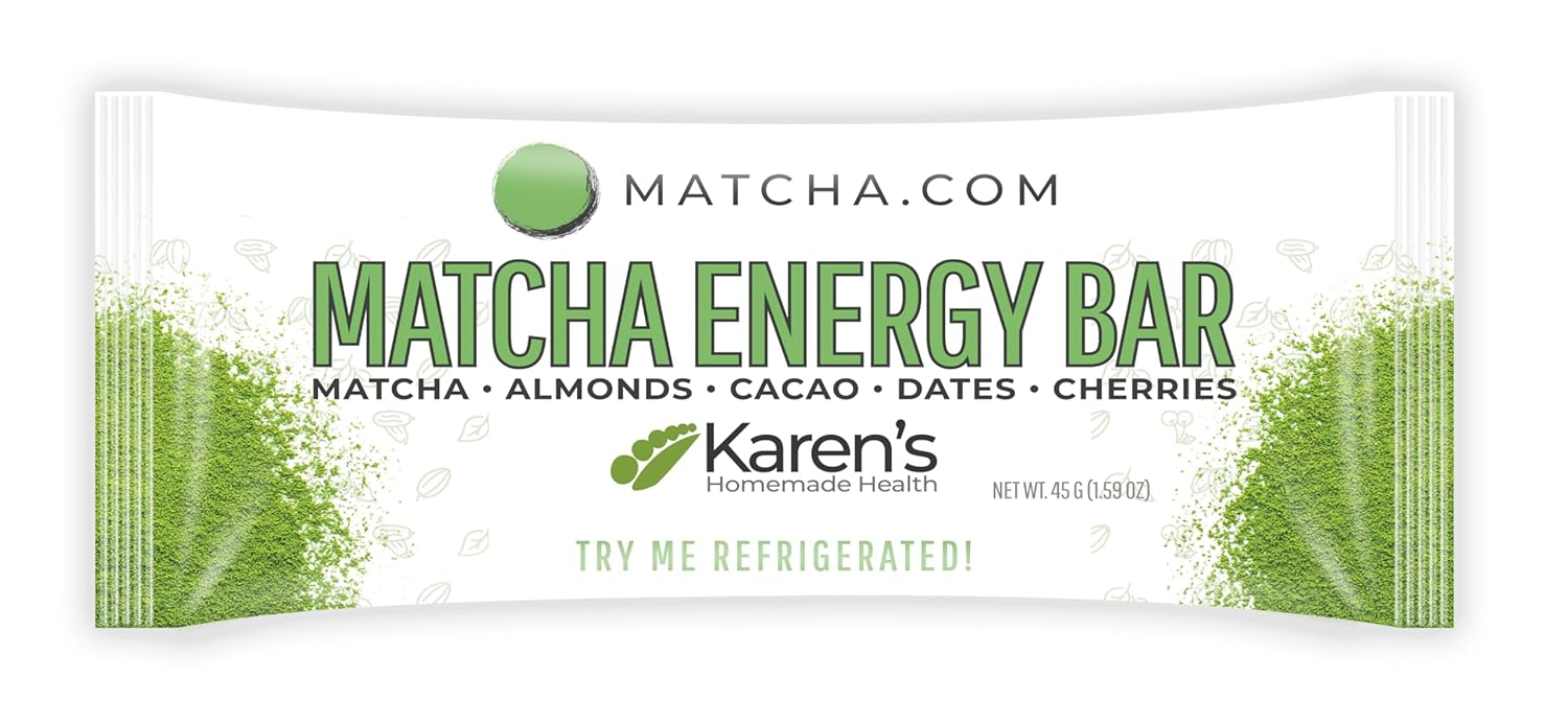 Matcha Energy Bar by Karen Malkin Health | 12 bars per box | Organic | Chocolate | Gluten-Free | Paleo | 6g Protein | 2-Day Shipping