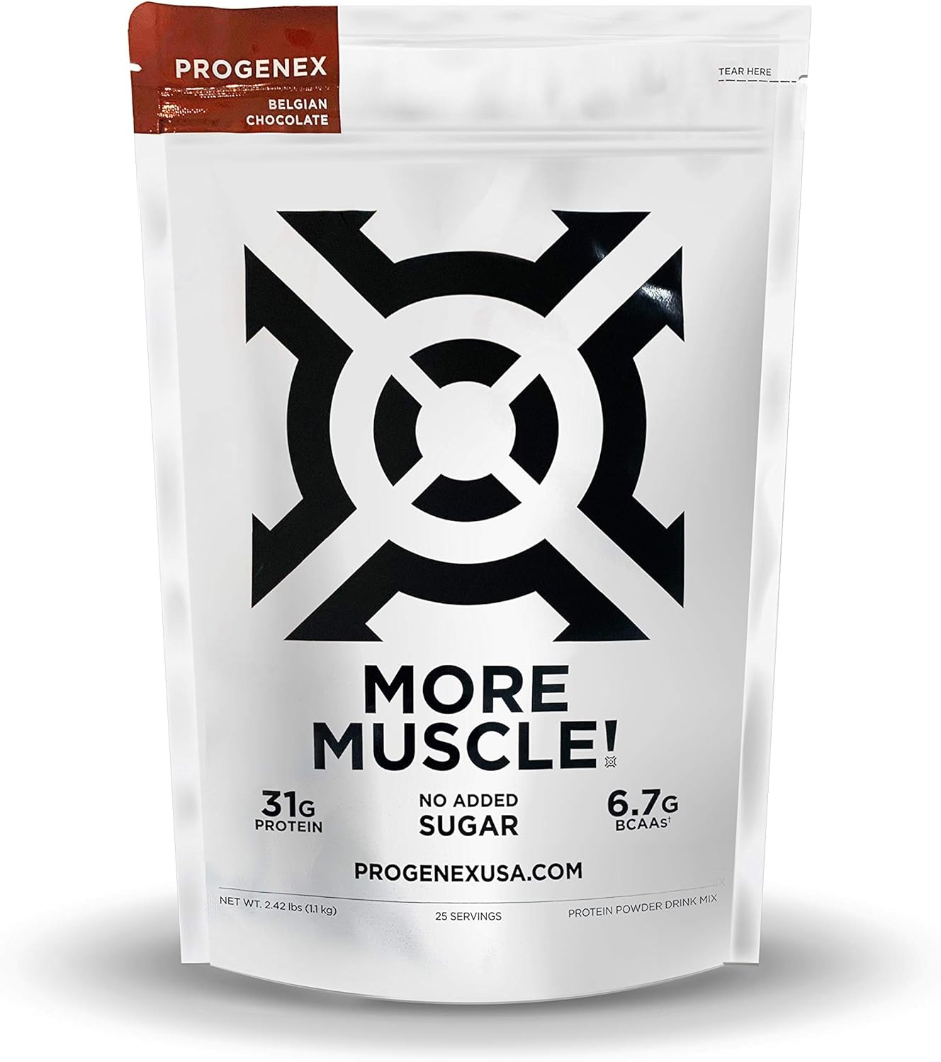 Progenex® More Muscle | No Added Sugar, Hydrolyzed Whey Protein Isolate Powder | Natural Lean Muscle Gainer. Best Tasting Low Carb Protein Shake for Women & Men. 25 Servings (Belgian Chocolate)