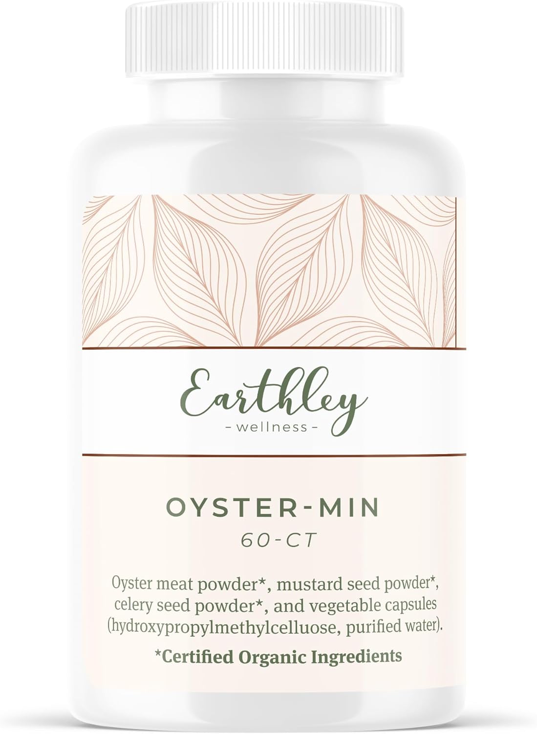 Earthley Wellness, Oyster-Min Capsules, Natural Zinc & Mineral Supplement, Promotes Energy & Mood, Rich in Antioxidants & Amino Acids, 100% Pure & Bioavailable (60 Capsules)