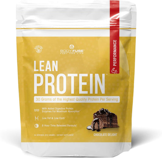 Lean Protein Chocolate Delight 2 lb | Whey Protein and Digestive Enzymes | 30 g Protein Per Serving | Non GMO | 24 Servings