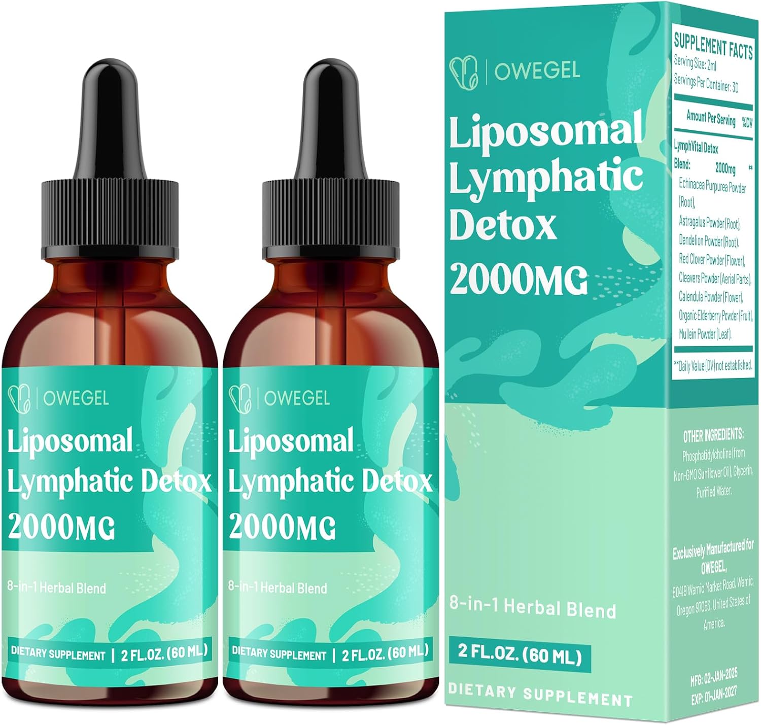 owegel Liposomal Lymphatic Drops - Alcohol-Free, Sugar Free- 4 FL.OZ