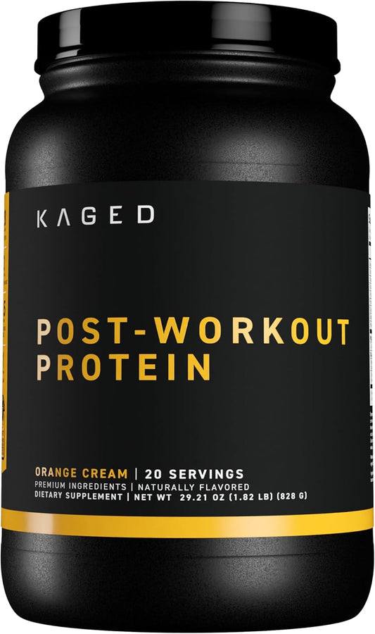 Kaged Post Workout Protein Powder | Re-Kaged | 28g Whey Protein with Creatine, Glutamine & Betaine for Muscle Growth & Recovery | Low Sugar | 20 Servings | Orange Cream