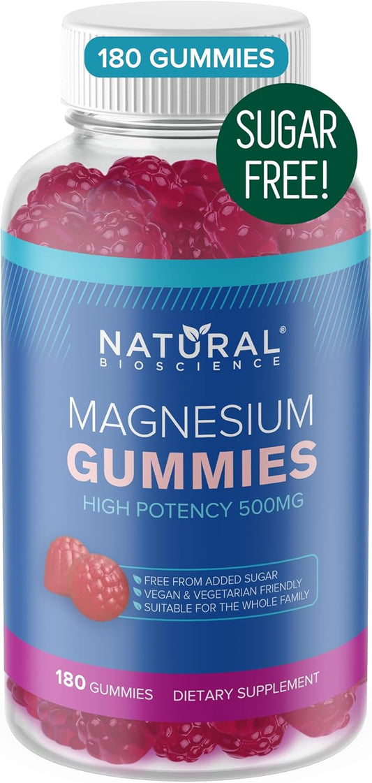 Sugar-Free Magnesium Gummies for Adults - High Potency 500mg Magnesium Supplement, High Absorption Magnesium Citrate Gummies, Vegan Anti-Stress Gummies, Magnesium for Sleep & Relaxation, 180 Gummies