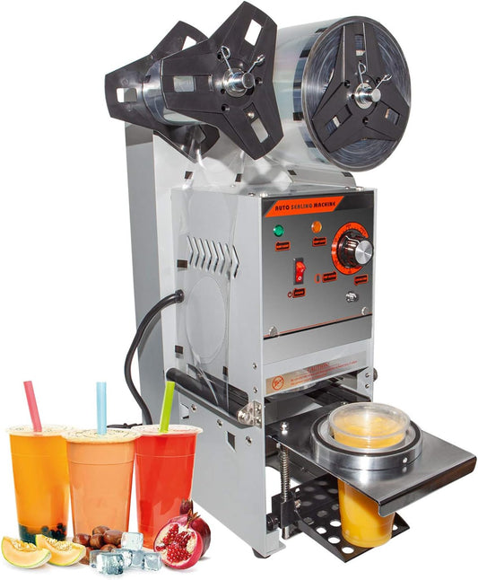 ALDKitchen Boba Cup Sealing Machine Commercial | Semi-Automatic Cup Sealer | 400-600 cups/h | Cups 3.5” & 3.7” (90 mm & 95 mm) diameter/ 6” (150 mm) max height | 110V