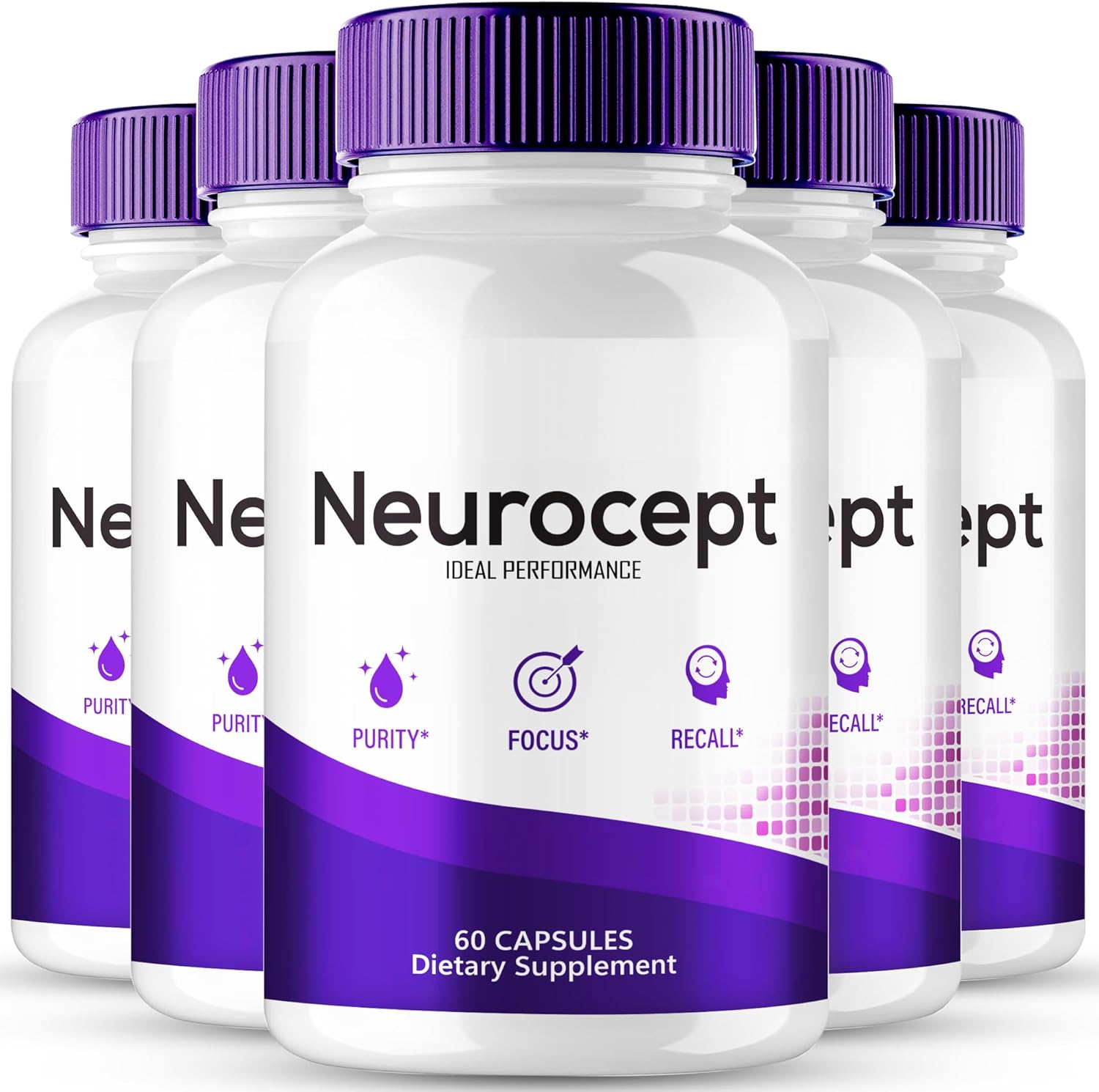 Neurocept Supplement, Neurocept Pills, Neurocept Capsules, Official Brain Health Supplement for Memory, Maximum Strength, Function Advanced Nootropic Pills Support, Neuro Cept Reviews (5 Pack)