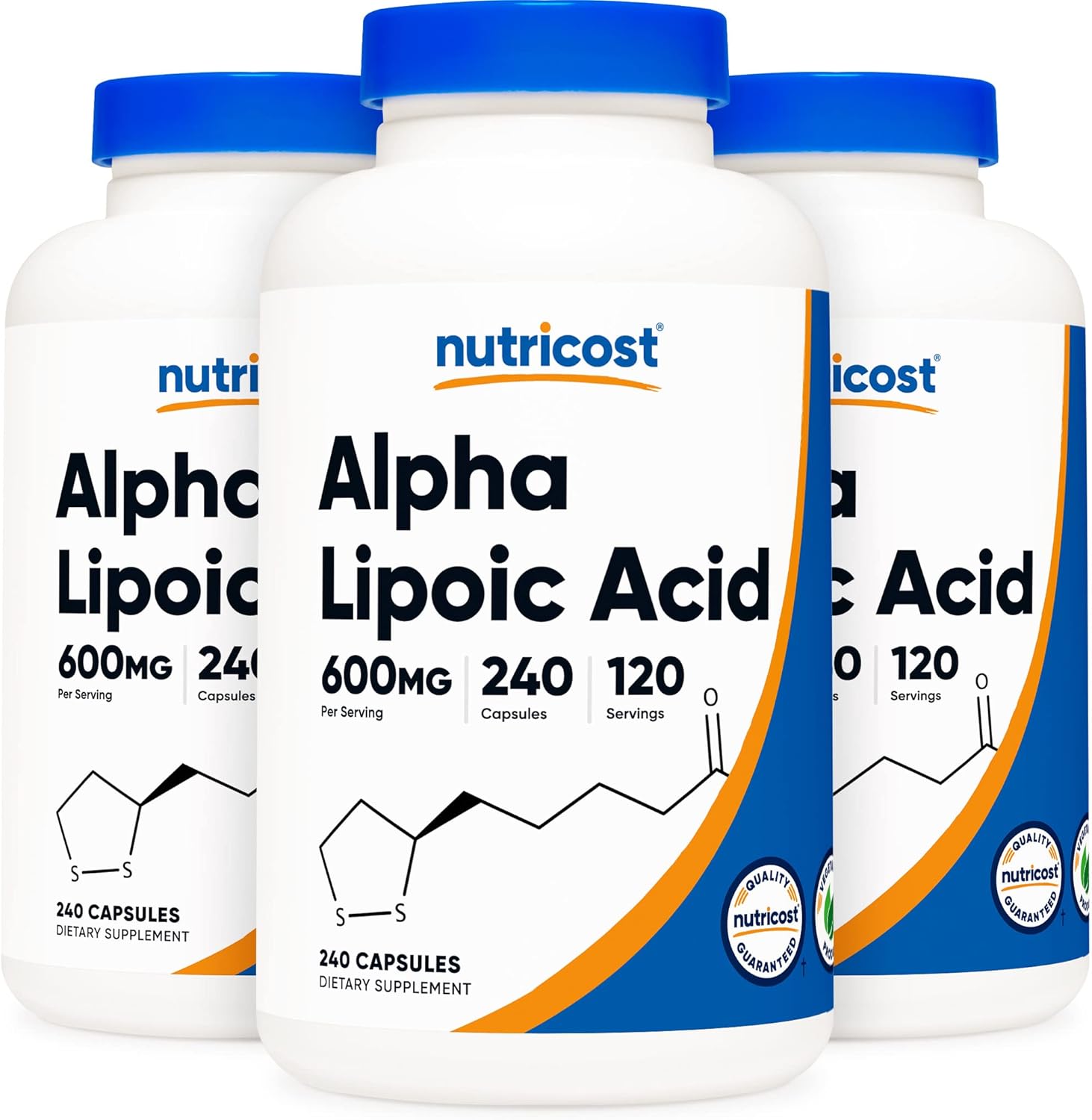 Nutricost Alpha Lipoic Acid 600mg, 240 Vegetarian Capsules - Gluten Free, Soy Free & Non-GMO, 120 Servings (3 Bottles)