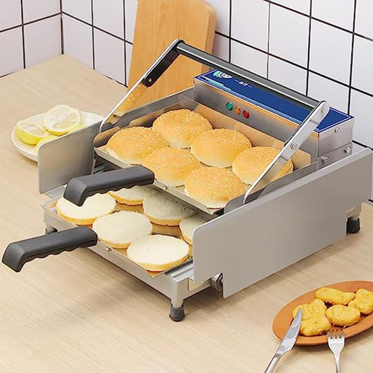 BaNbe Double-Layer Small Hamburger Grilling Machine, Automatic Hamburger Fried Chicken Shop Equipment, Fast Heating, Suitable for Homes Restaurants, 20240106