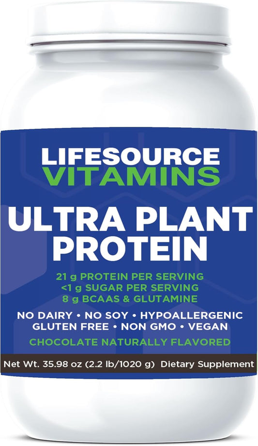 LifeSource Ultra Plant Protein- Raw Vegan Plant Based Protein- Chocolate 2.2 lbs -