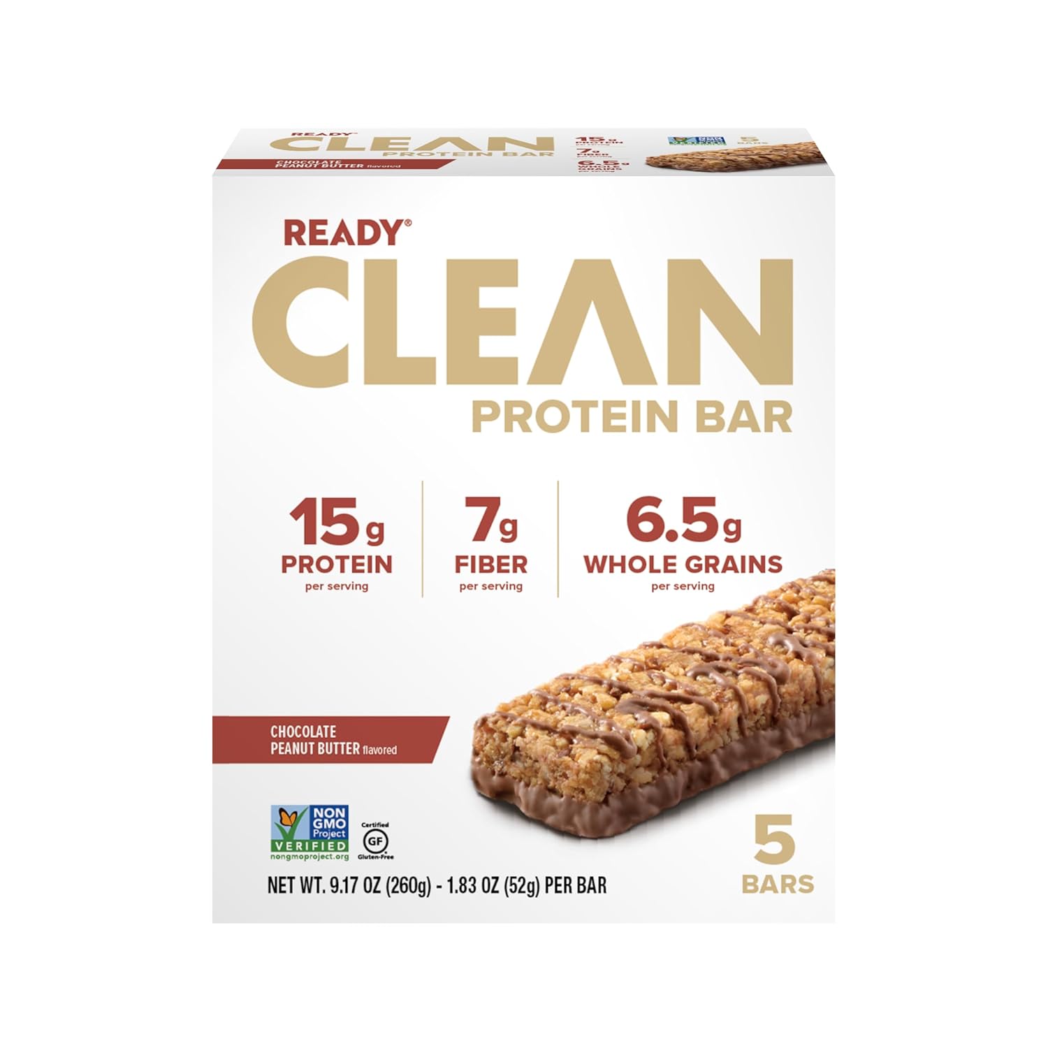 Generic Ready Nutrition Chocolate Peanut Butter Clean Protein Bars (In ABOLABAN Packaging With Sticker) (3 Packs/15 Count)