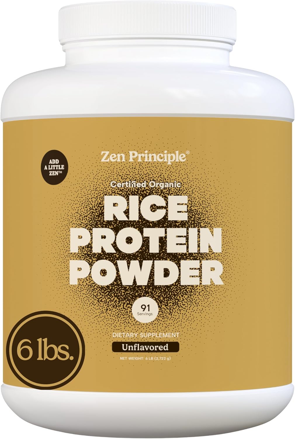 Zen Principle Organic Brown Rice Protein 6 LB. USDA Certified Organic. Unflavored. Non-GMO. Vegan.
