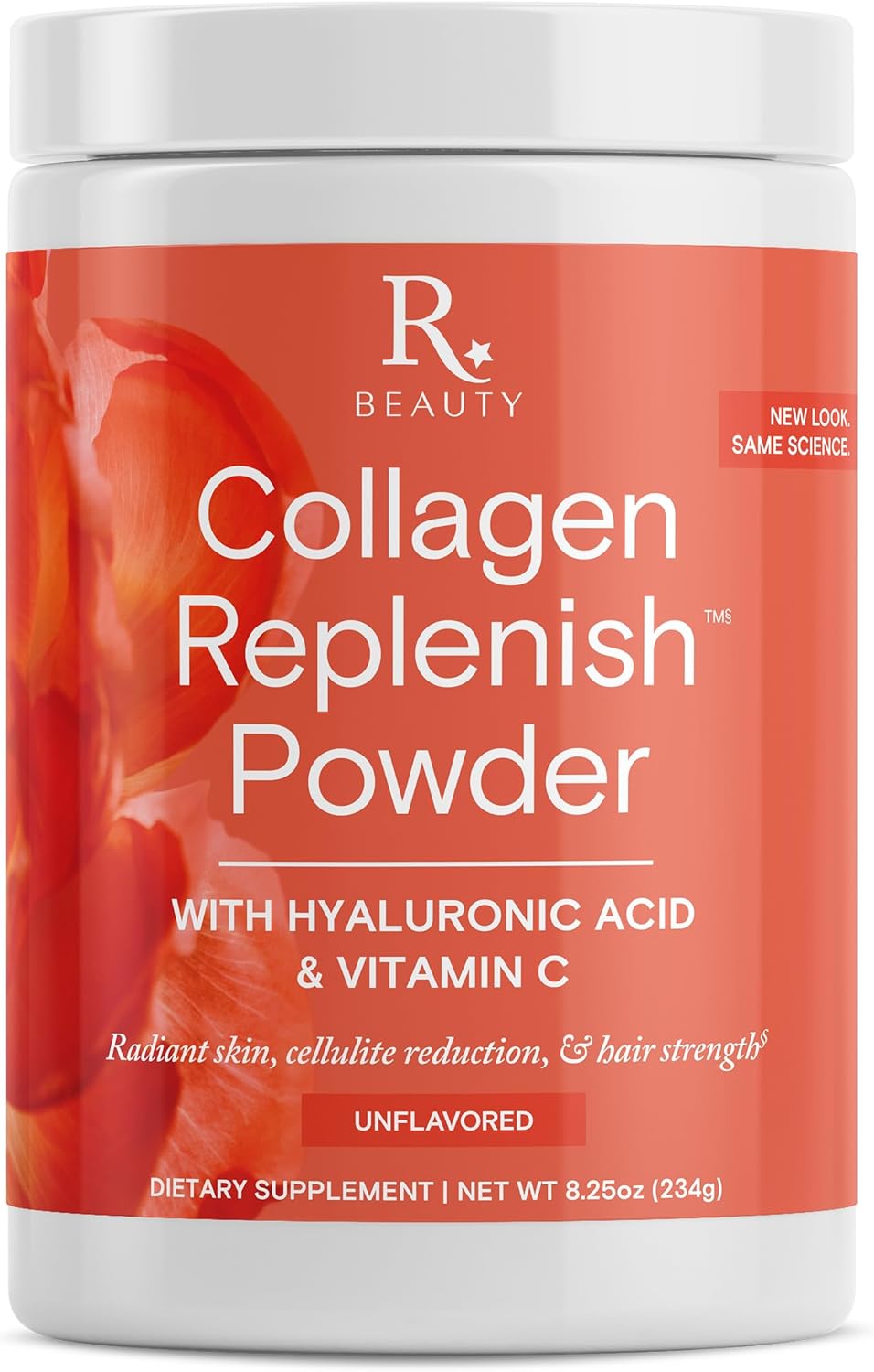 Reserveage Nutrition Collagen Replenish Powder with Hyaluronic Acid & Vitamin C - No-Taste Collagen for Radiant Skin Care, Hair Growth & Cellulite Reduction - Mixes Easily - 8.25 oz