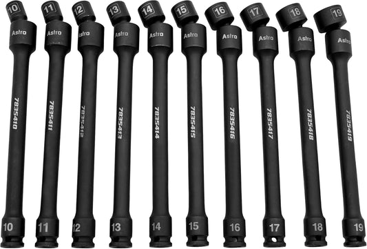 Astro Tools 78354 10-Piece 3\/8" Drive 6 Point Pinless Universal Torque-Saver Impact Extension Socket Set - Metric