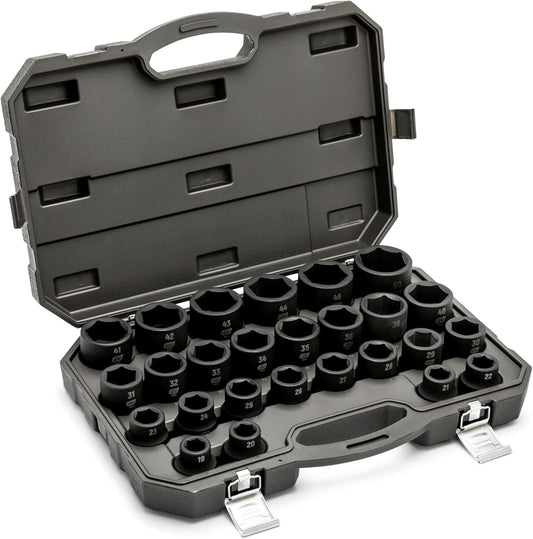 GEARWRENCH 26 Piece 3\/4" Drive 6 Point Metric Impact Socket Set | 19mm-50mm| 84031