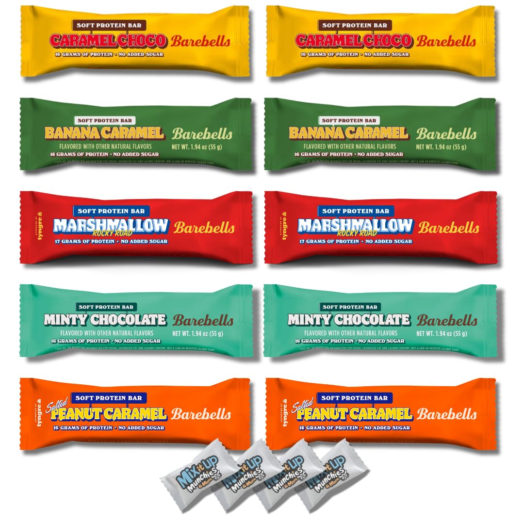 Soft Protein Bars Variety Pack – 10-Pack (5 Flavors) with High Protein Great for Pre Workout and Post Workout Protein Snacks + 4 Mix It Up Mints | Bundled by Mix It Up | Healthy Gift Box