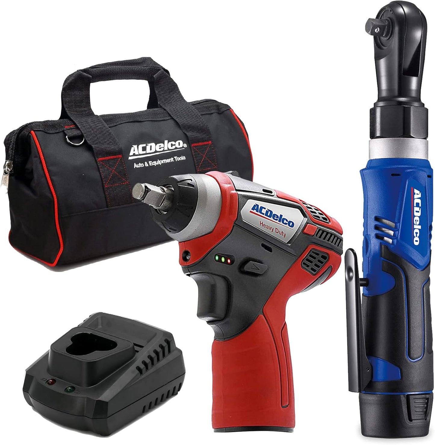 ACDelco ARW1209-K14 G12 Series 12V Li-ion Cordless 3\/8\u201D Rachet Wrench & Impact Wrench Combo Tool Kit