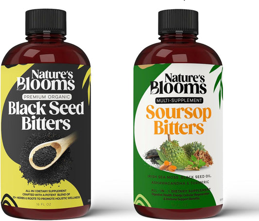 Nature's Blooms Soursop & Black Seed Bitters Bundle, 16 oz Each, 2 Bottles
