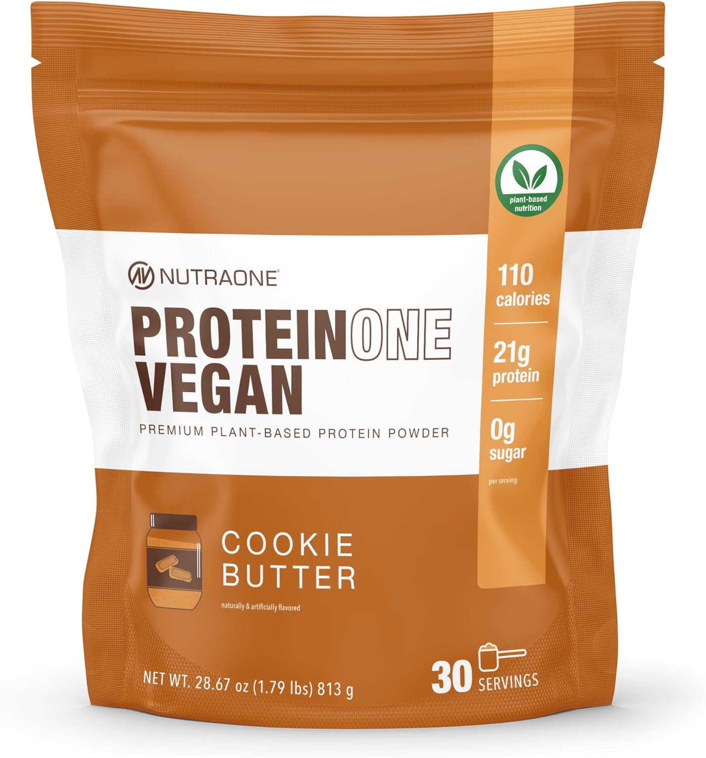 NutraOne ProteinOne Vegan Plant-Based Protein Powder Vegan Protein Powder, Dairy-Free, Pea and Rice Protein (Cookie Butter)