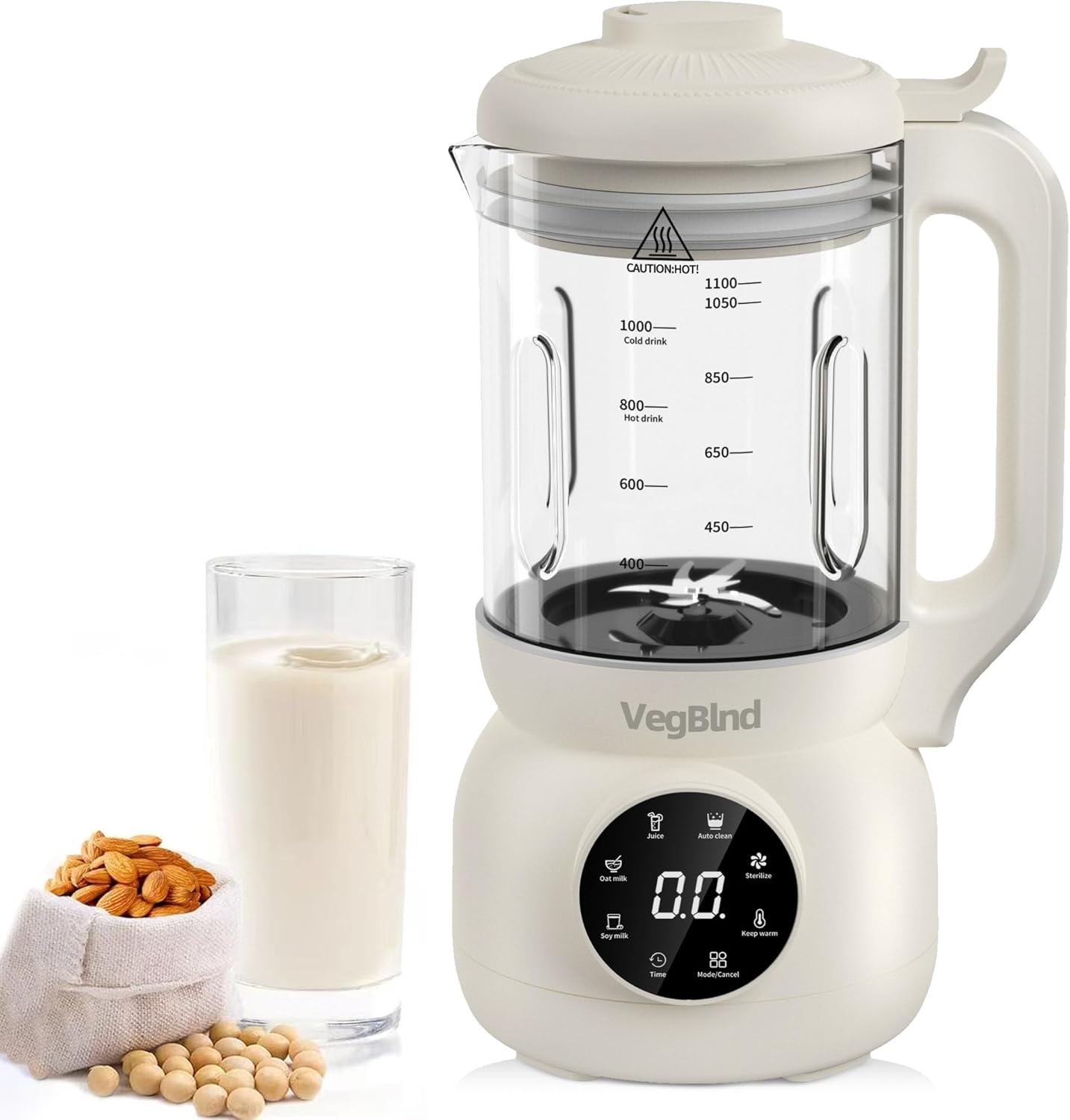 40OZ Nut Milk Maker Machine, New 7-in-1 Glass Plant-Based Soy Milk Machine with 12 Blades, Automatic Homemade Oat, Almond & Juice, Auto Clean, Timer – For Healthy Homes