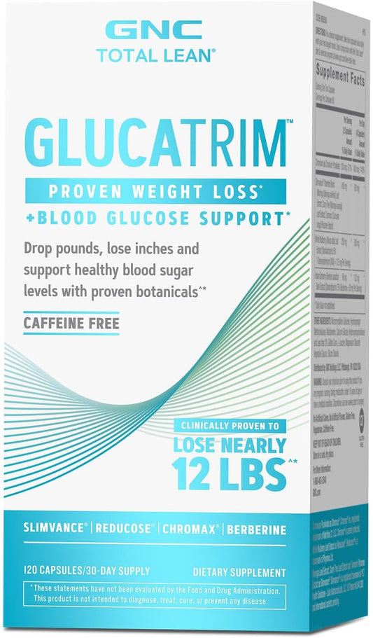 GNC Total Lean GlucaTrim, 120 Capsules, Caffeine Free, 60 Servings