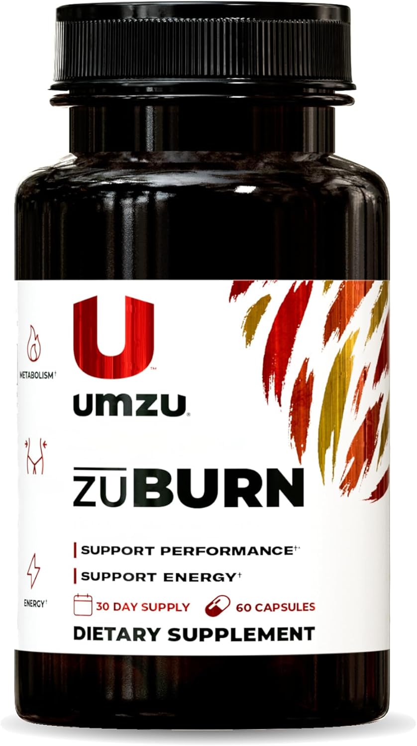 UMZU ZuBurn Thermogenic Fat Burner + Caffeine Energy Supplement with Mitoburn, Capsimax, Grains of Pardise, B16, B12, Boost Metabolism, Support Fitness Goals - 60 Capsules