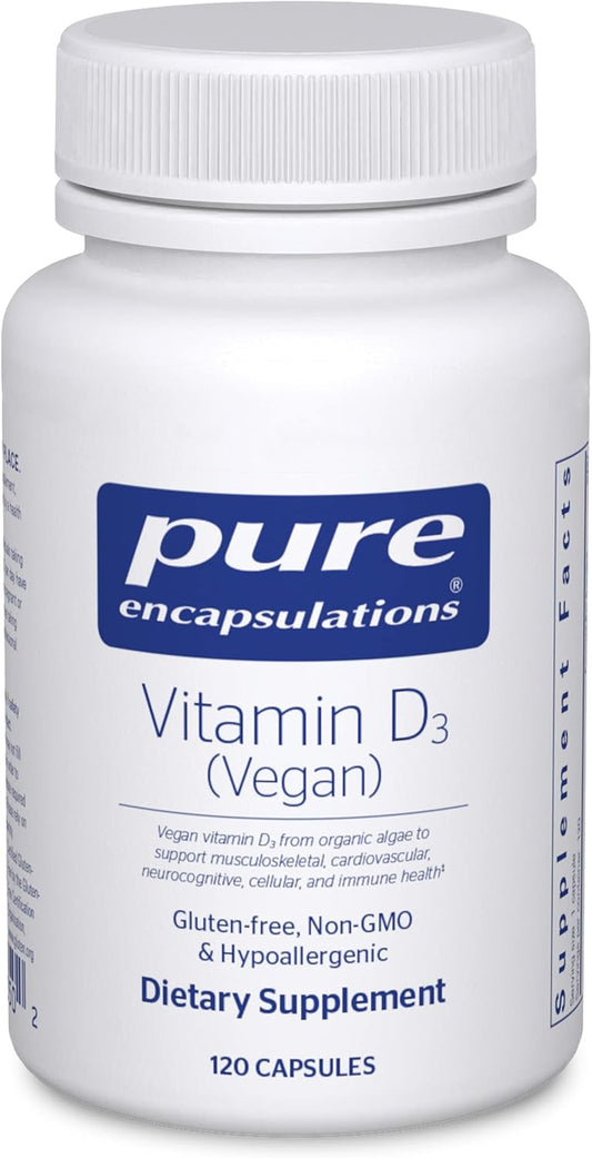Pure Encapsulations Vitamin D3 Vegan | Support for Musculoskeletal, Cardiovascular, Neurocognitive, Cellular, and Immune Health* | 120 Capsules