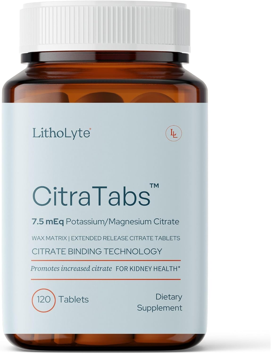 CitraTabs™ | 7.5 mEq | Extended-Release Citrate Tablets | by LithoLyte® | 120 Tablets