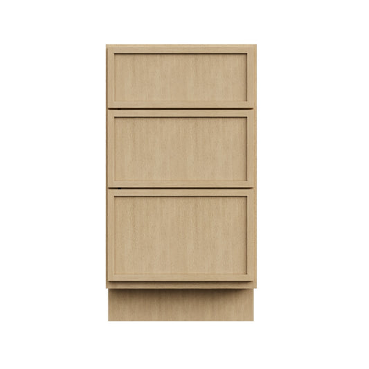 RELIABILT Webster 18-in W x 34.5-in H x 24-in D White Oak 3 -Drawers Drawer Base Ready to assemble (RTA) Plywood Cabinet Recessed Panel