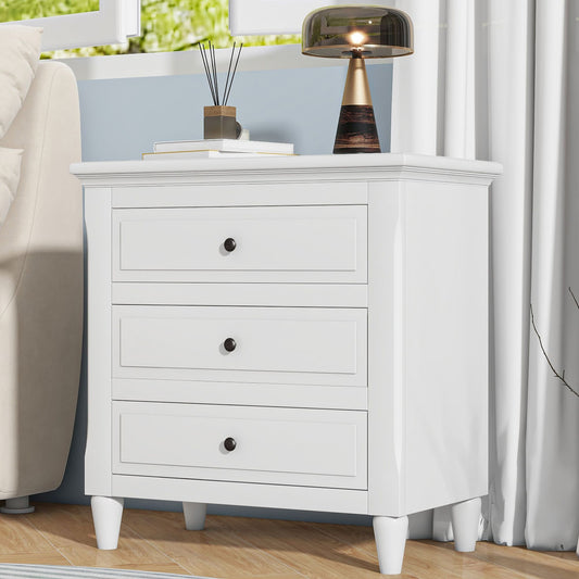 ZAKLOOP White 3 -Drawer 16.9-in W x 28-in H Farmhouse Nightstand