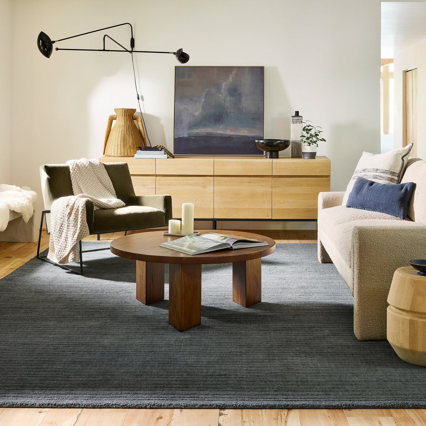 nuLOOM Southwest Striped Wool 8ft. x 10ft. Charcoal Area Rug