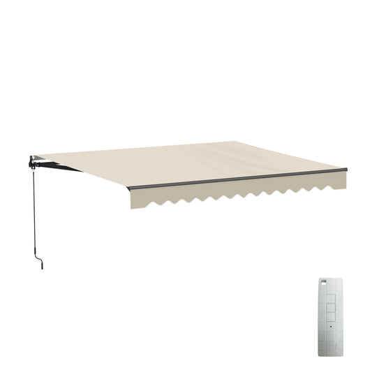 ALEKO 144-in Wide x 120-in Projection x 10-in Height Metal Ivory Solid Motorized Retractable Patio Awning