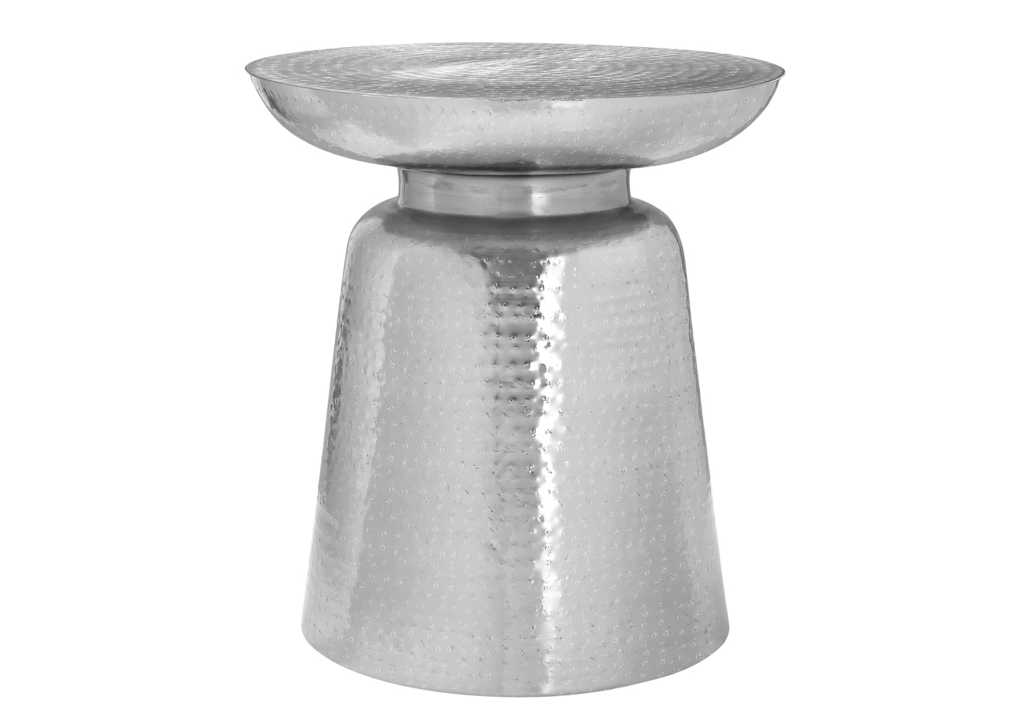 LOVMOR Accent Table Drum Side End Nightstand Lamp Living Room Bedroom Chrome Metal Contemporary Modern